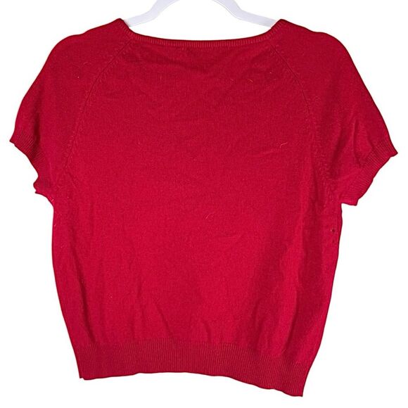Moda International Red Short Sleeve Crewneck Knit Pullover Sweater Size Medium - Picture 2 of 8